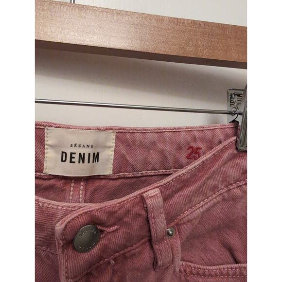 Sezane Brut Sexy Jeans Straight Leg Rose Pink Mid Rise Feminine Western Organic - Picture 3 of 5